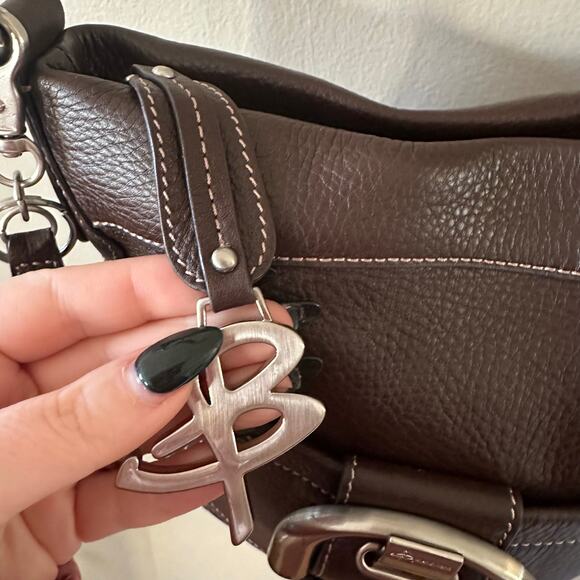 B. Makowsky Brown Leather Cross Body Bag - Picture 4 of 8